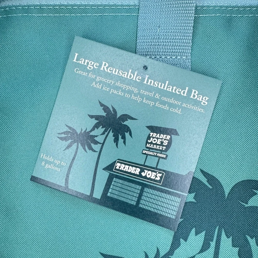 Trader Joe's Large Reusable Insulated Shopping Bag Teal Blue 8 Gallon Cooler NEW